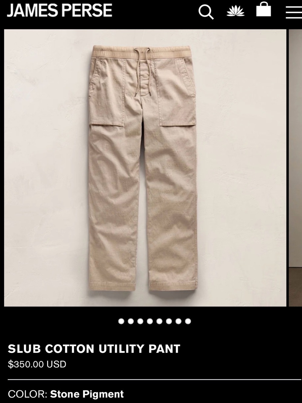 James Perse Men’s Cotton Cargo Utility Pants Beige Khaki Size 32